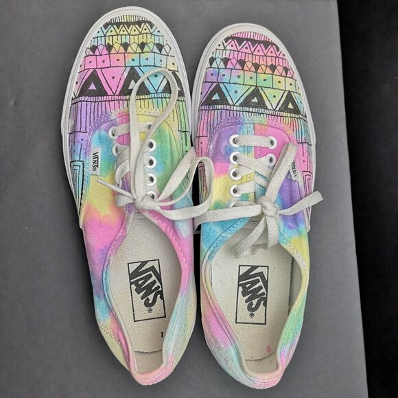 Vans Men's 8.5 or Ladies Size 10 Watercolor Unisex Hand Painted Canvas Sneakers - Picture 3 of 9